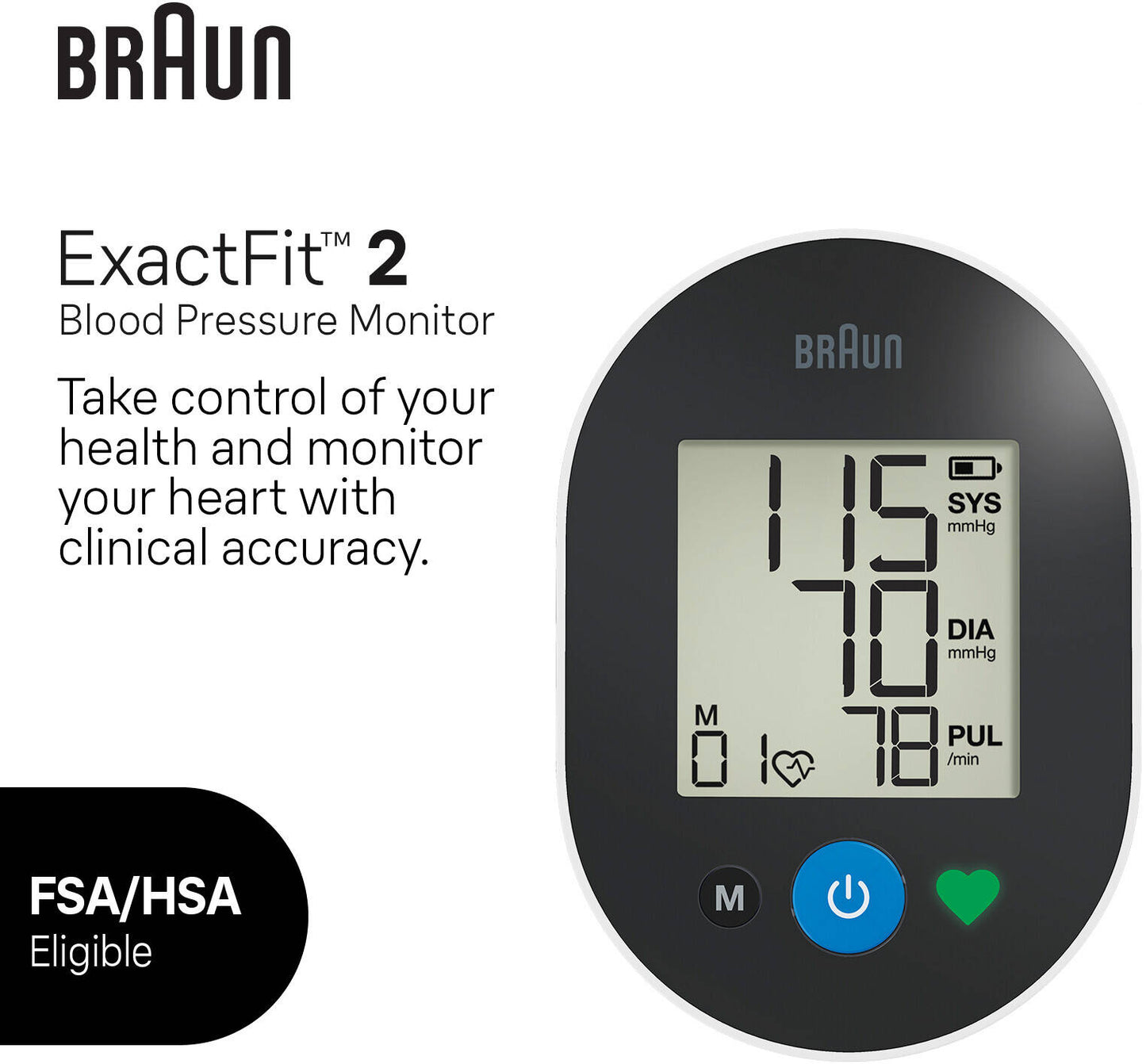 Braun ExactFit 2 Upper Arm Blood Pressure Monitor, BUA4050