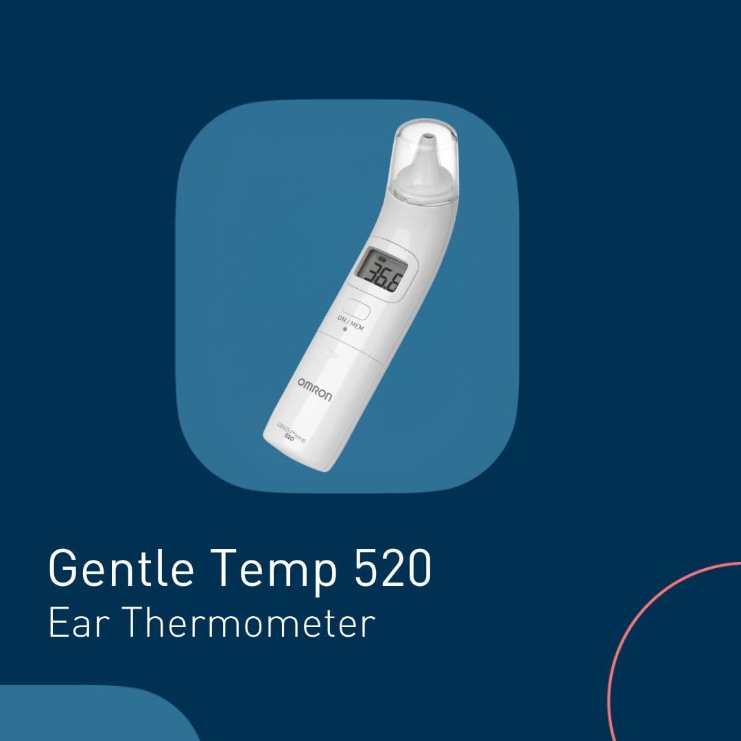 OMRON Gentle Temp 520 Digital Ear Thermometer, Fast Accurate Measurement 1 Second, No-Touch Infrared Thermo-meters for Baby Kids Adults, Large LCD Display Celsius Fahrenheit, 9 Reading Memory