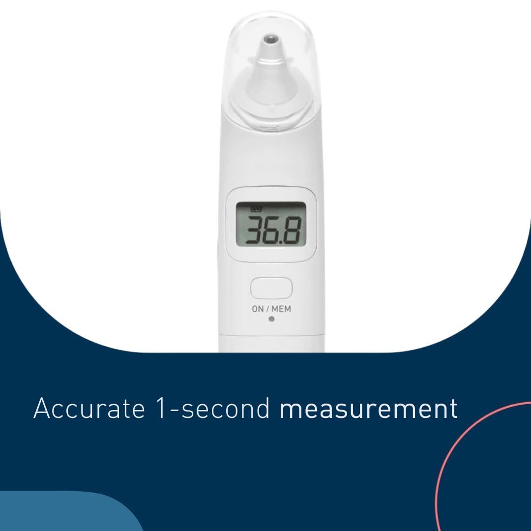 OMRON Gentle Temp 520 Digital Ear Thermometer, Fast Accurate Measurement 1 Second, No-Touch Infrared Thermo-meters for Baby Kids Adults, Large LCD Display Celsius Fahrenheit, 9 Reading Memory