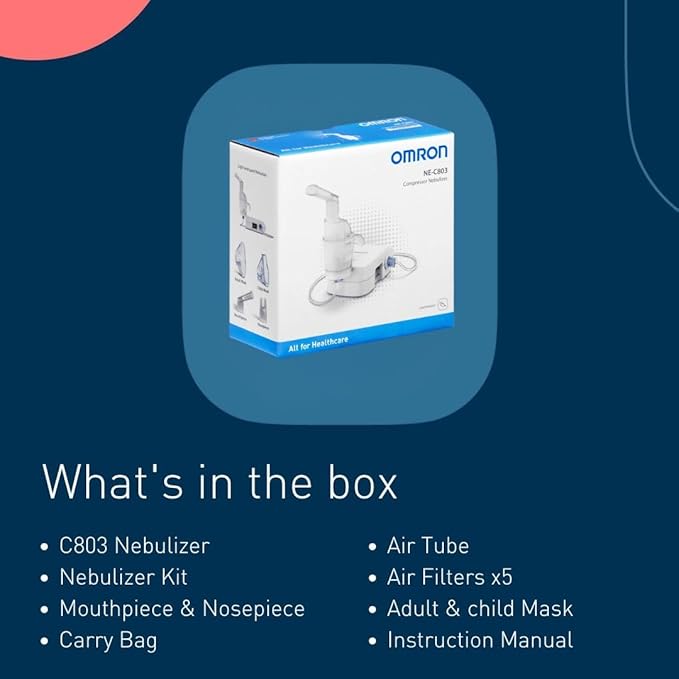 OMRON C803 Compressor Nebuliser, for Adults & Kids Silent Small Compact