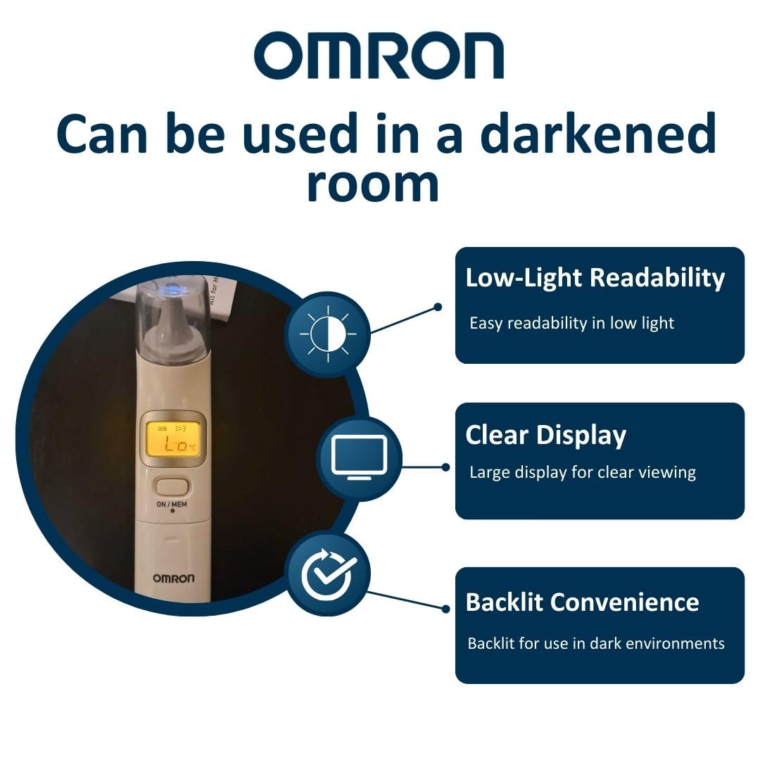 OMRON Gentle Temp 521 Digital Ear Thermometer, 3-in-1 measurement, Fast Accurate Results 1 Second Celsius Fahrenheit, No-Touch Infrared Thermo-meters for Baby Kids Adults, 25 Reading Memory Backlight